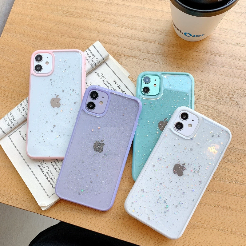 Чехол для телефона (Apple) серии iPhone 11–14, силикон, край со звёздной блёсткой