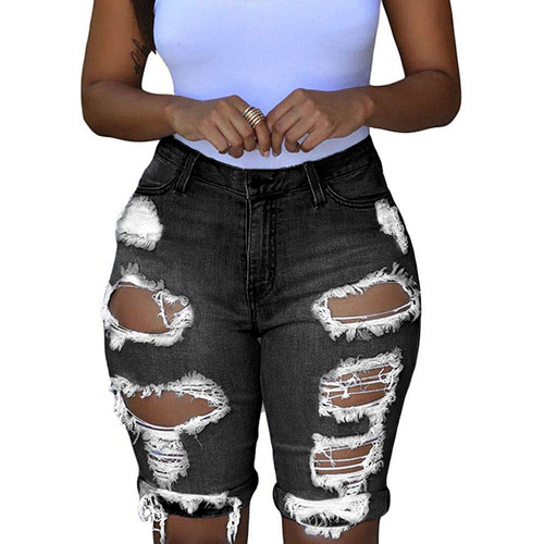 8851# Western-style ripped denim shorts for women, slimming fit