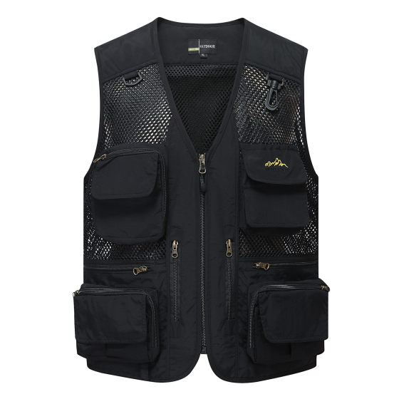Cross-border summer new men's large size fishing photography multi-pocket men's vest mesh plus 230kg 67