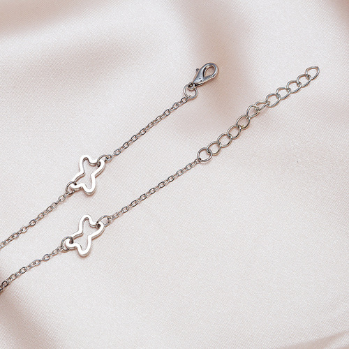 Korean Style Hollow Butterfly Diamond-encrusted Girly Tassel Anklet for Women Internet Celebrity Rose Gold Anklet