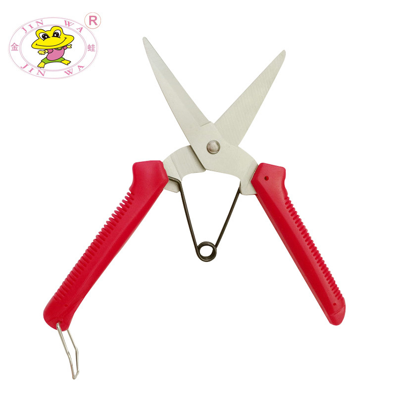金蛙牌省力果枝剪塑柄自动回弹不锈钢材质V型园艺剪摘果园林修枝