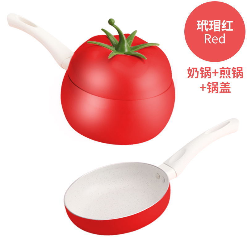 Yipin cocina creativa de leche de tomate olla antiadherente coreano olla de fideos instantáneos Cocina de Inducción universal de aluminio de doble fondo pequeña olla de leche