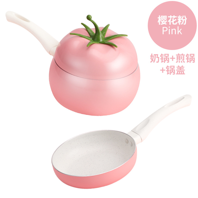 Yipin cocina creativa de leche de tomate olla antiadherente coreano olla de fideos instantáneos Cocina de Inducción universal de aluminio de doble fondo pequeña olla de leche