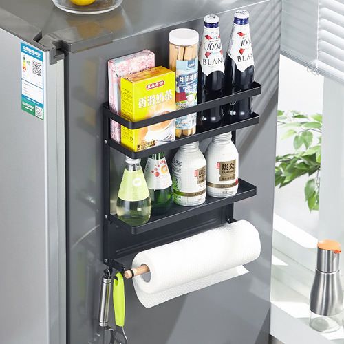 Refrigerator shelf side storage kitchen utensils refrigerator side wall-mounted rack household side multi-layer cling film storage rack