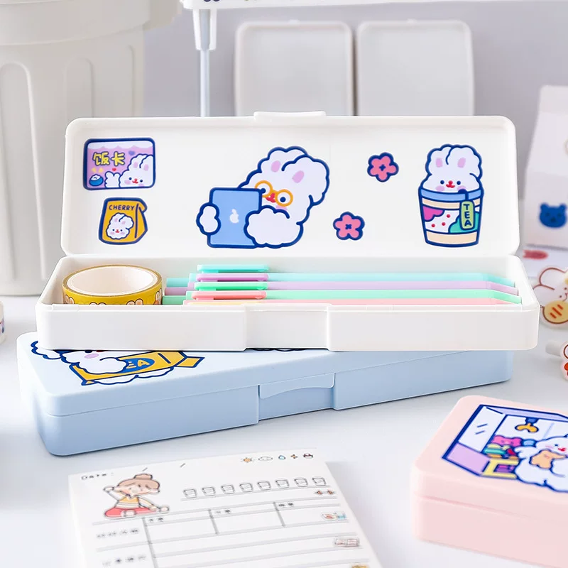 Matte Japanese cute pencil case, capacious storage box for students