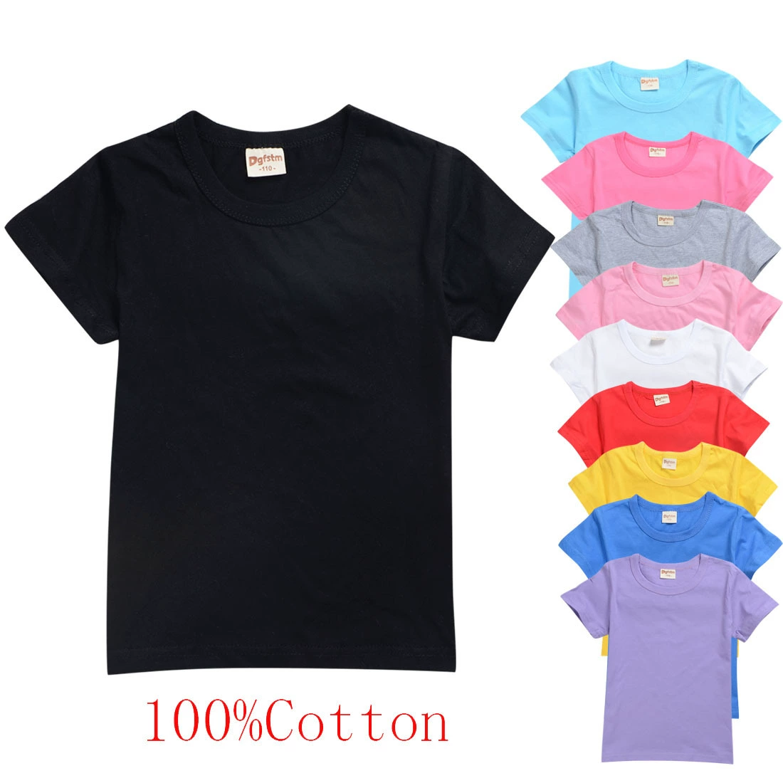 Горячее тиснение Blank Детская одежда хлопковая футболка с коротким рукавом без печати горячее тиснение Blank Детская одежда 101