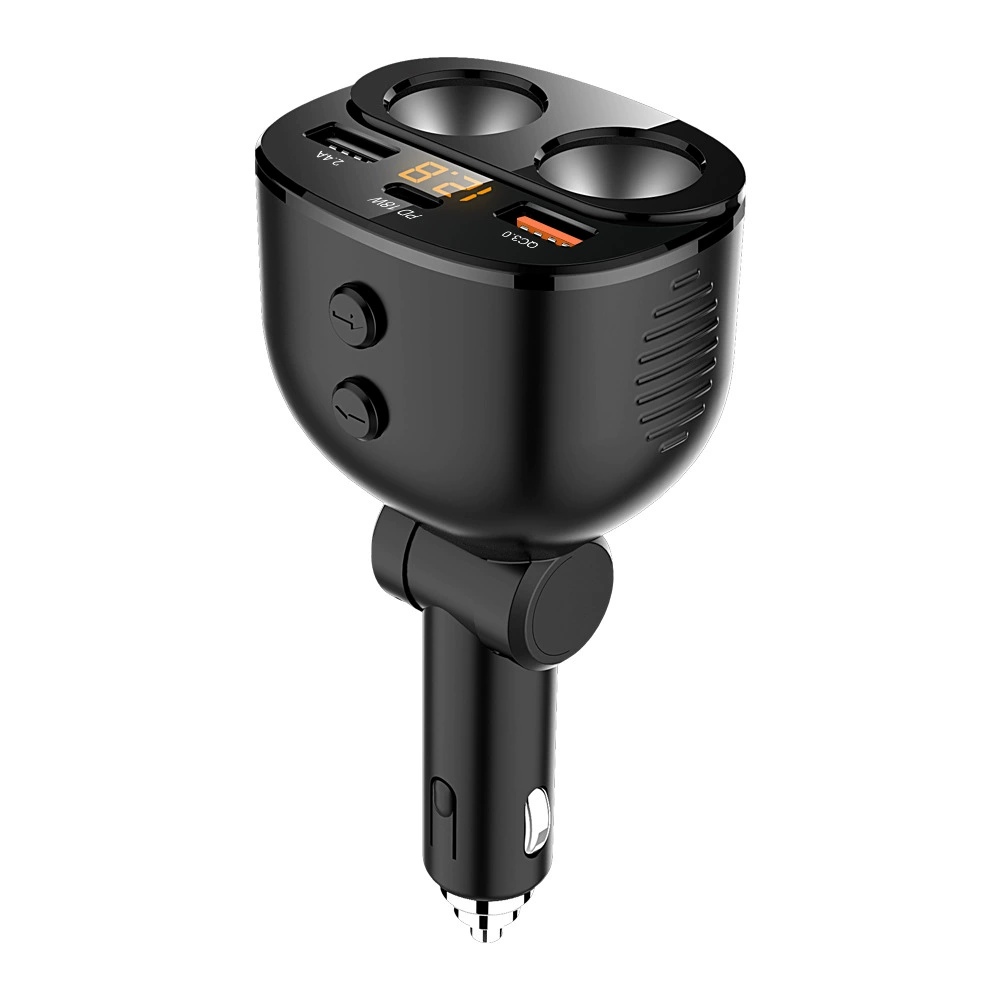 Автомобильное зарядное устройство C06 от cigarette‑lighter разветвитель, PD18W + QC3.0, две розетки зажигания, 12–24В, максимум 100Вт