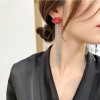 Long earrings, crystal earings with tassels, European style, diamond encrusted, silver 925 sample, wholesale