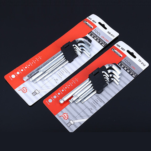 Combination inner hexagon card short flat medium length extended box ball hair black 9-piece set inner hexagonal wrench screwdriver