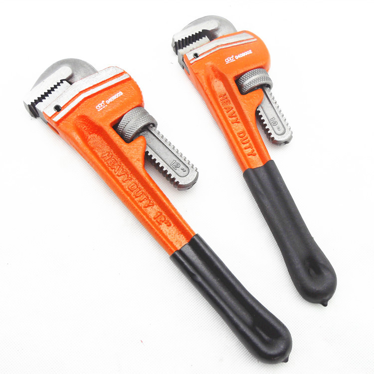 三圈美式管子钳 重型粘塑柄管钳 管子扳手10 12 14 18 24寸