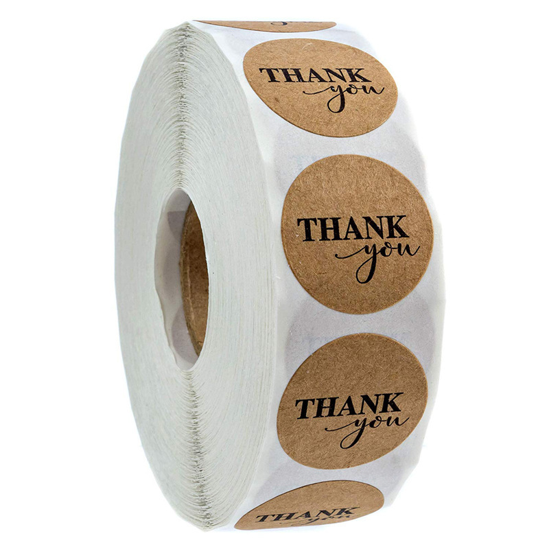 Factory Direct Kraft paper thank you stickers sealing stickers thank you round envelope label gift decoration