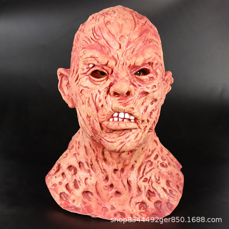Fredi máscara látex tocado bioquímica Zombie Jason cos Halloween horror cara podrida Zombie Casa Encantada Accesorios