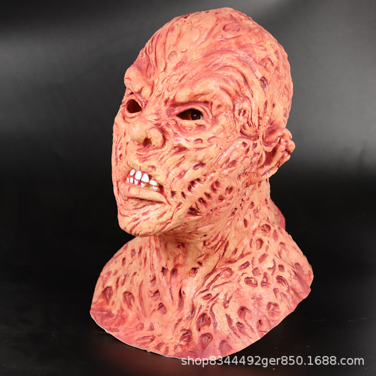 Fredi máscara látex tocado bioquímica Zombie Jason cos Halloween horror cara podrida Zombie Casa Encantada Accesorios