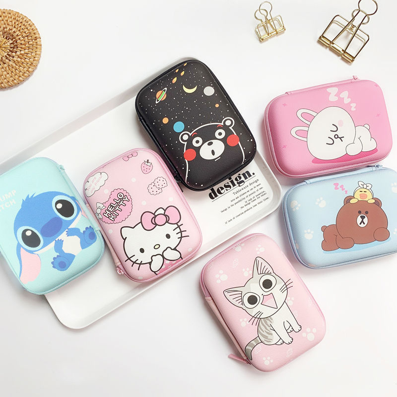 Data Cable Charger Cosmetics Bag Headphone Cable Storage Box Cartoon Cute Carry-On Bag Can Be Added with Logo