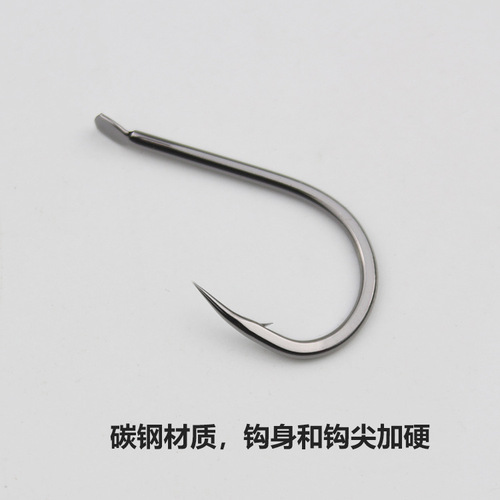 Carbon steel Qianmao fish hook with crooked mouth and hardened bulk raft fishing for sea fishing, rock fishing for black sea bream, barbed fishing gear and fish hook wholesale