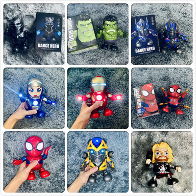 Cross-border hot-selling same version dancing Iron Man wasp spider music lights electric dancing robot toy