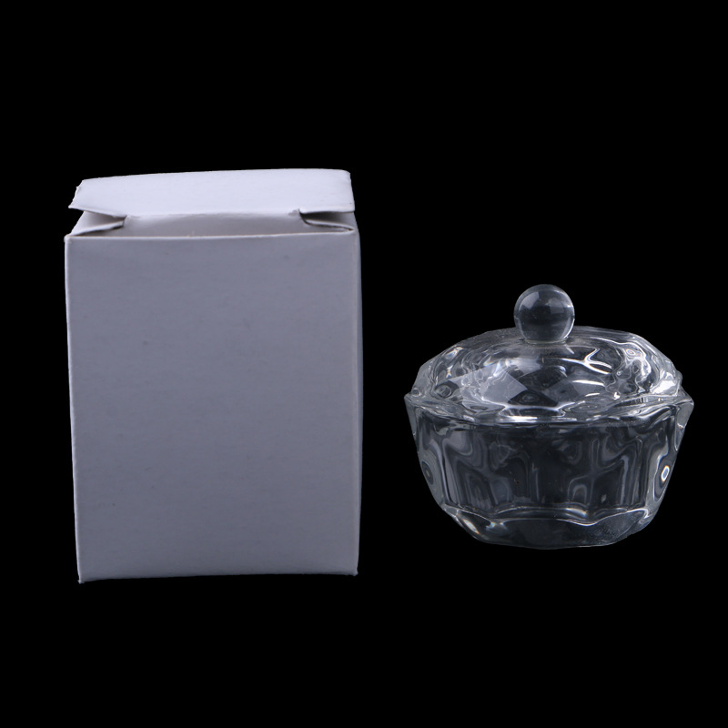 Nueva copa de cristal de manicura con tapa de forma especial taza de lavado de pluma Cristal líquido manicura taza octogonal