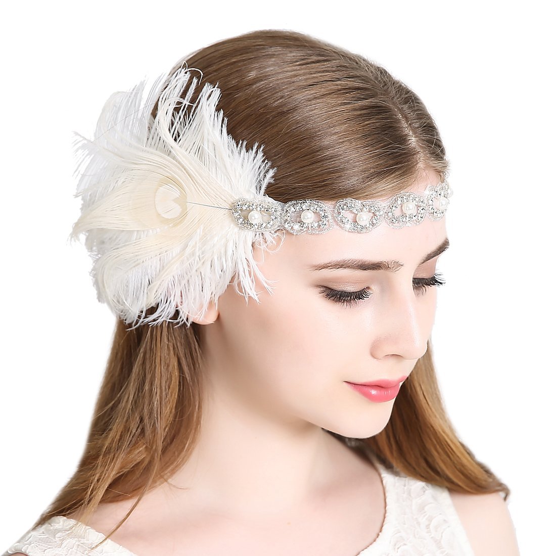 Tocado de plumas de los años 2020 rugiendo accesorios femeninos de los años 20 con diadema de Gatsby al por mayor
