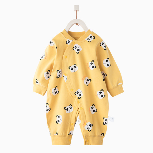 Baby's new pure cotton infant and toddler spring and autumn warm dual-purpose jumpsuits for men and women.