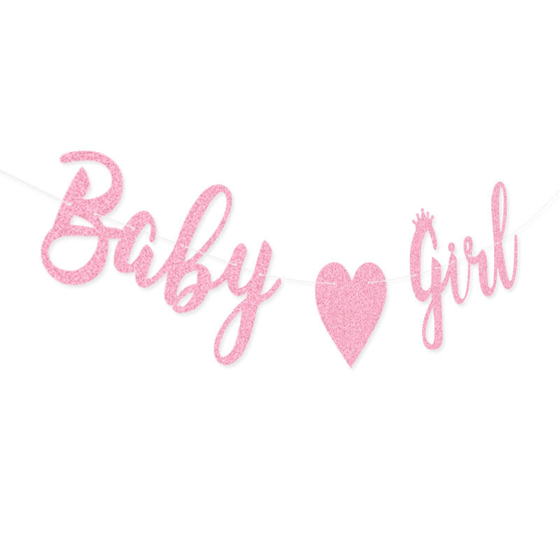 Baby shower party Decoration string flag fábrica Bienvenido Baby Decoration baby girl Glitter letter Garland