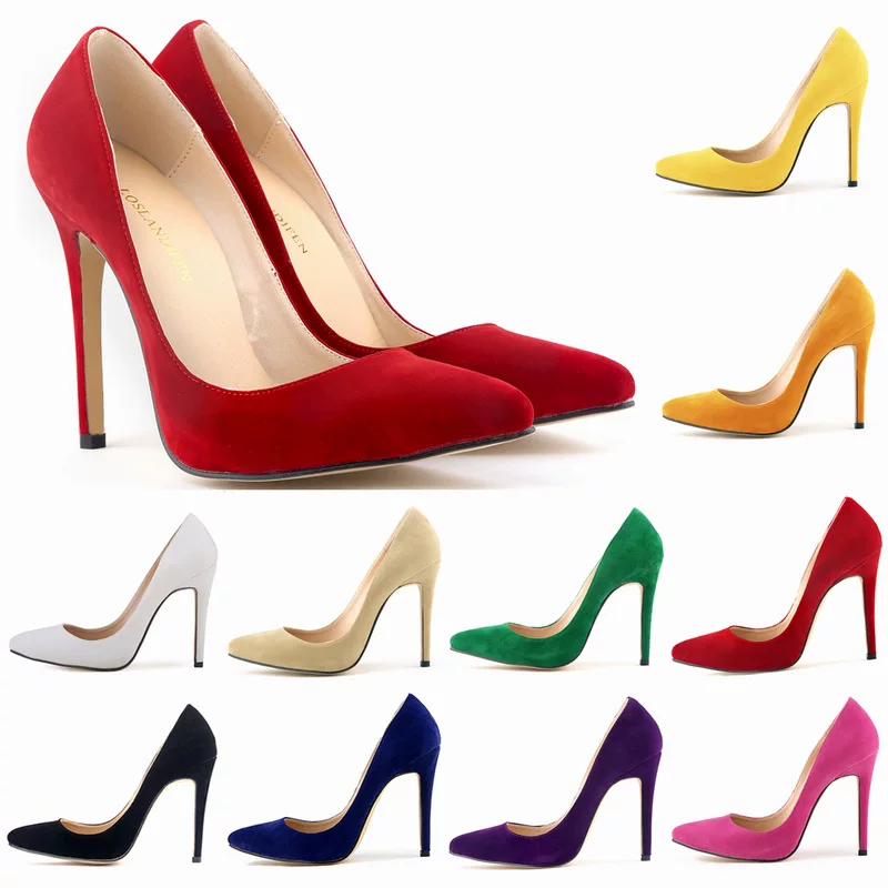 Niluke Amazon's new large size AliExpress multi-color sexy bride's super fine high-heeled women's wedding single leather shoes