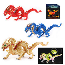 HK仿真中国龙模型实心神龙五爪金龙凤凰模型玩具西方蓝龙儿童礼物
