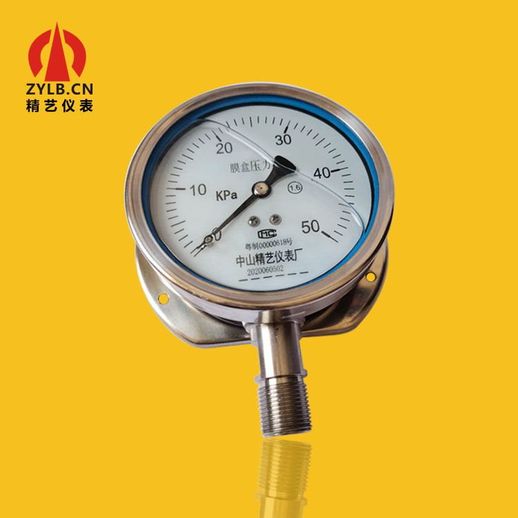 批发不锈钢微压表不锈钢膜盒压力表低压表YEB-100压力表工厂直销