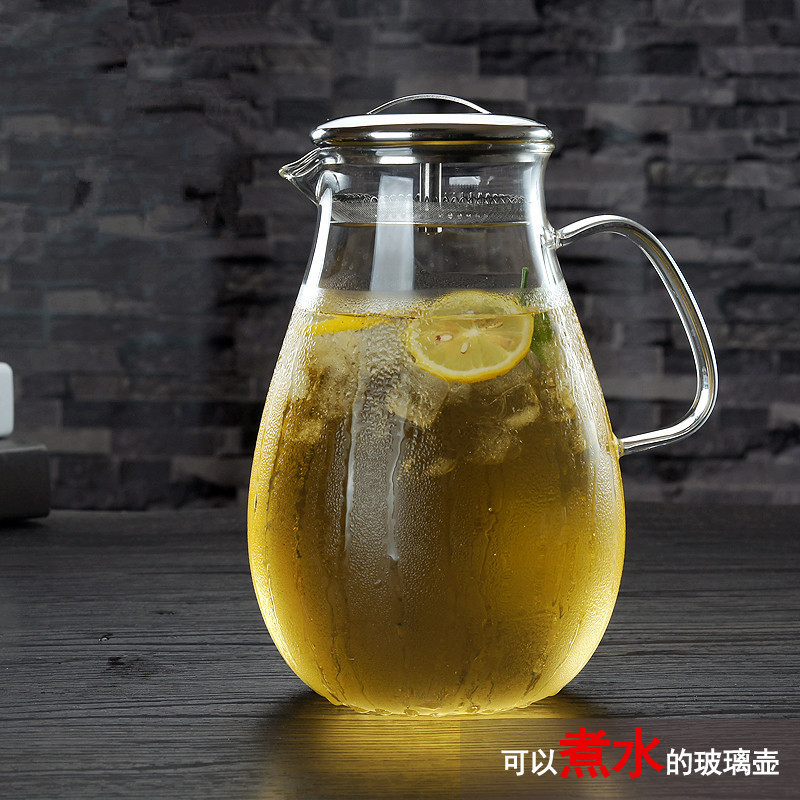 Botella de agua fría de vidrio borosilicato gota de agua tetera de gran capacidad olla de vidrio transparente olla de jugo olla de agua