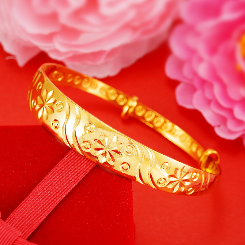 Pulseras vietnamitas de oro de arena para mujeres que no se desvanecen durante mucho tiempo, joyas de imitación de cobre dorado, puestos callejeros del mercado nocturno, pulseras populares de productos pequeños