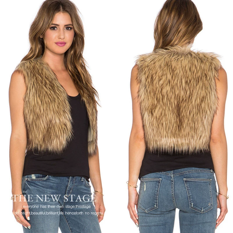 AliExpress Amazon оптовая продажа, европейский и американский осенне-зимний новый жилет из искусственного меха, женский короткий жилет из меха енота