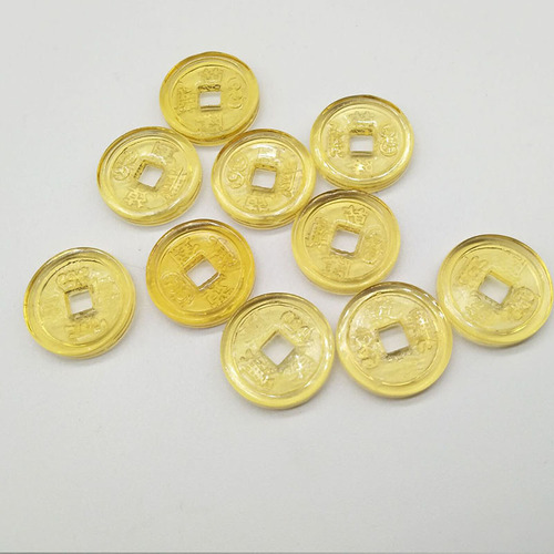 Factory direct sales yellow glass crystal Five Emperors coin ornaments Qianlong Tongbao coins Citrine copper coin ornaments