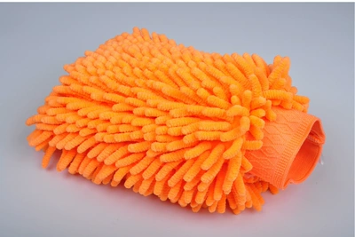 Thickened double-sided chenille waterproof car wash gloves tools plus velvet car cleaning gloves car cleaning supplies wholesale (Car cleaning tools) - orange-2619cm