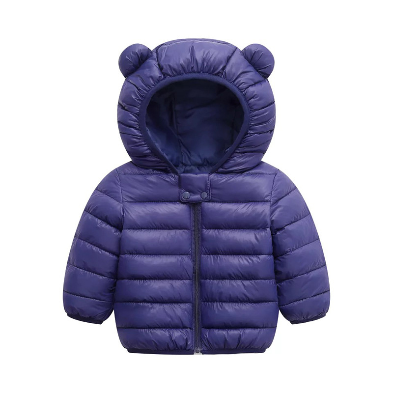 Fuera de temporada de otoño e invierno Chaqueta ligera acolchada de algodón para niños y niñas Chaqueta ligera acolchada de algodón para orejas de color sólido