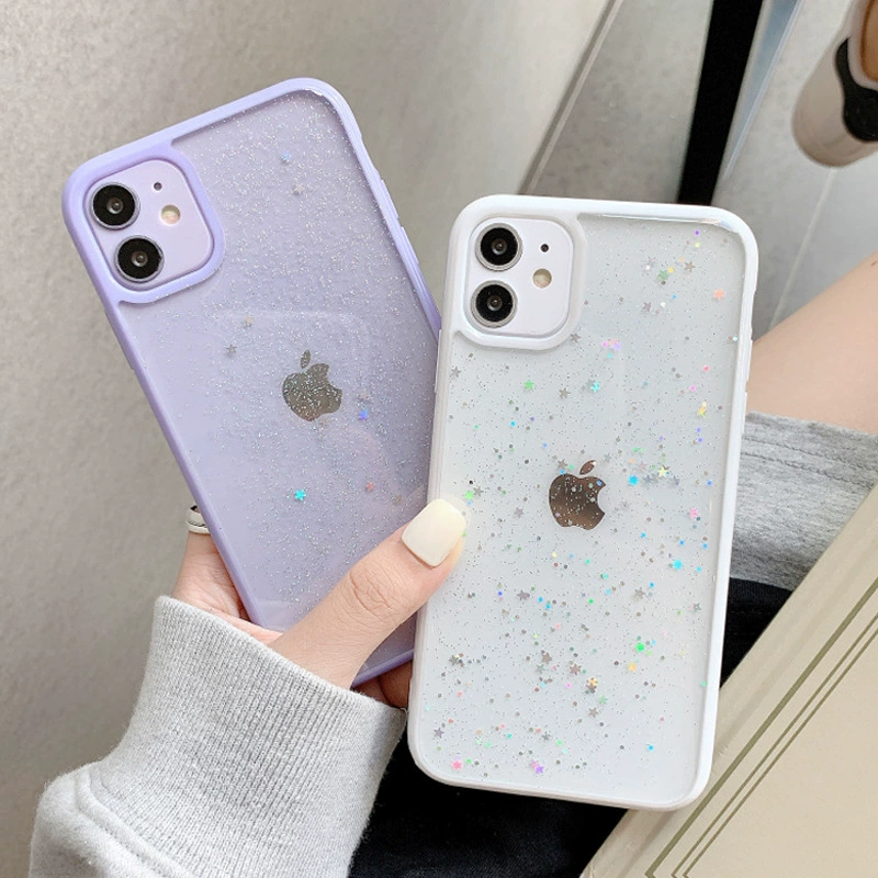 Чехол для телефона (Apple) серии iPhone 11–14, силикон, край со звёздной блёсткой