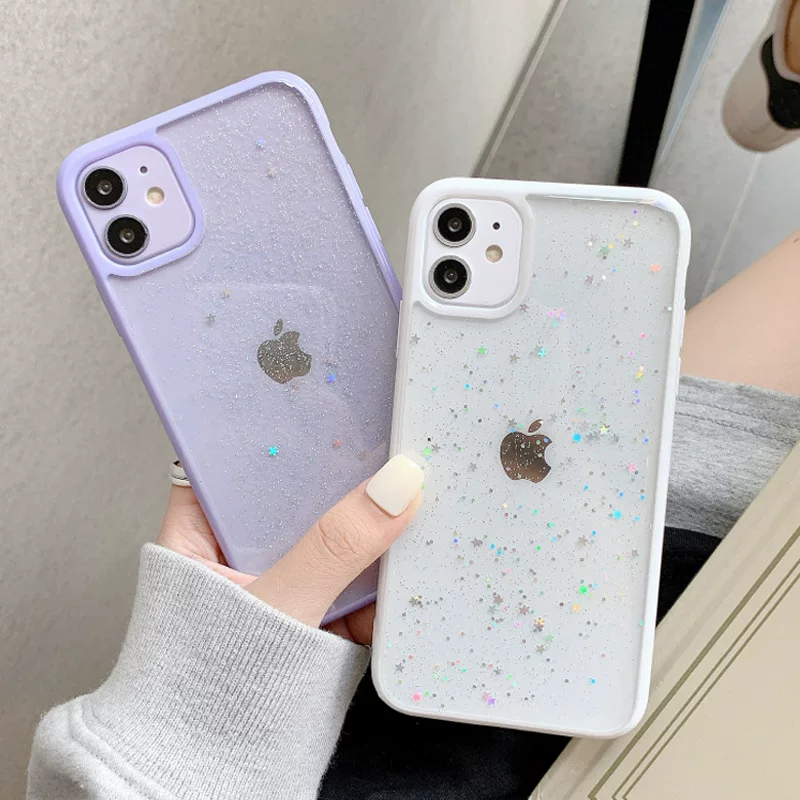 Чехол для телефона (Apple) серии iPhone 11–14, силикон, край со звёздной блёсткой