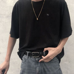 ins Hong Kong style cool belt male trend young student Korean version versatile simple belt female Korean personality black