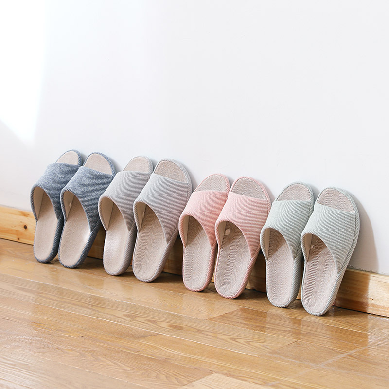 Kediyuan 2025 Japanese Style Spring and Summer Twill Home Indoor Household Men's and Women's Thick-Soled Couple's Four-Season Pelvic-Soled Slippers