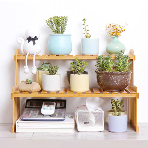 Desktop flower stand mini bamboo flower stand office storage rack window sill potted plant rack wooden small plant stand
