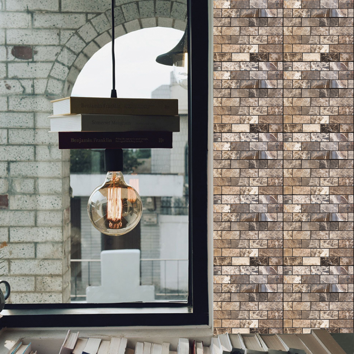 Carrelage mosaïque 3D transfrontalier à motif brique et pierre, anti-collision, pour l'embellissement et la rénovation de la maison_voghion.com