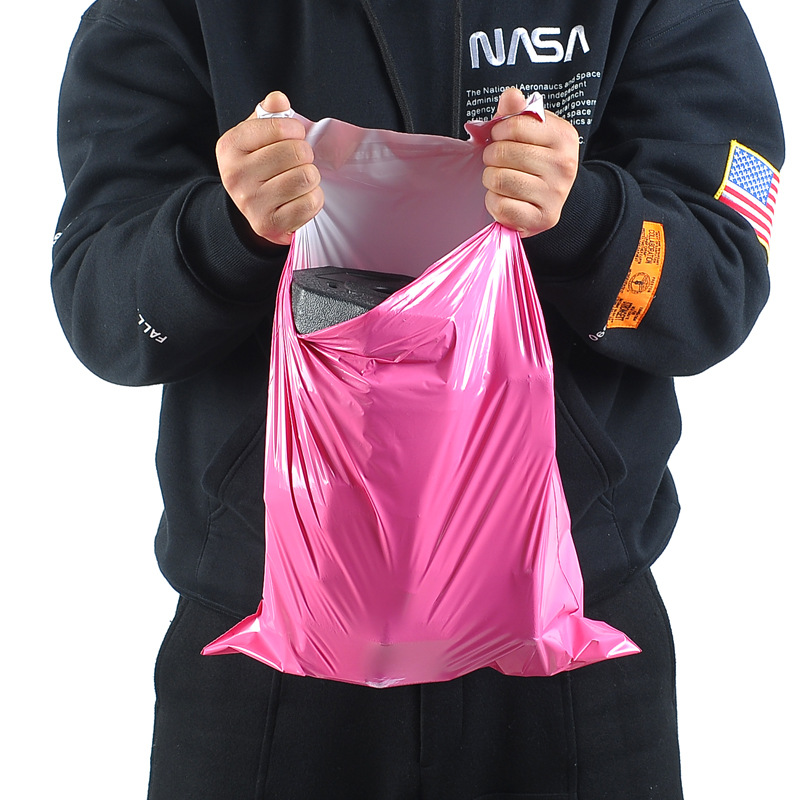 Pink Express Bag Thickeneded Waterproof Half New Material Express Packaging Bag E-Commerce Logistics Plastic Clothing Packaging Bag Customization