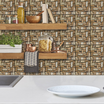Carrelage mosaïque 3D transfrontalier à motif brique et pierre, anti-collision, pour l'embellissement et la rénovation de la maison_voghion.com