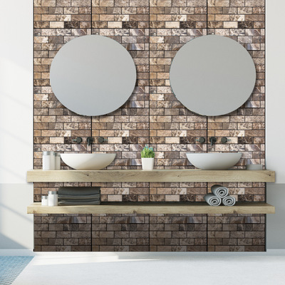 Carrelage mosaïque 3D transfrontalier à motif brique et pierre, anti-collision, pour l'embellissement et la rénovation de la maison_voghion.com