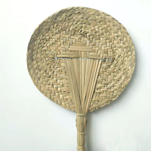 Rustic Natural Cattail Hand-woven Fan, Grass-woven Fan, Hand-cranked Fan, Summer Cooling and Mosquito Repellent Large Cattail Fan