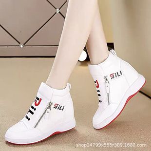 Inner Height Increasing Women's Shoes 2025 Spring New Casual K-Style Versatile Zipper Women's Shoes 7cm Sports Travel Shoes Trend