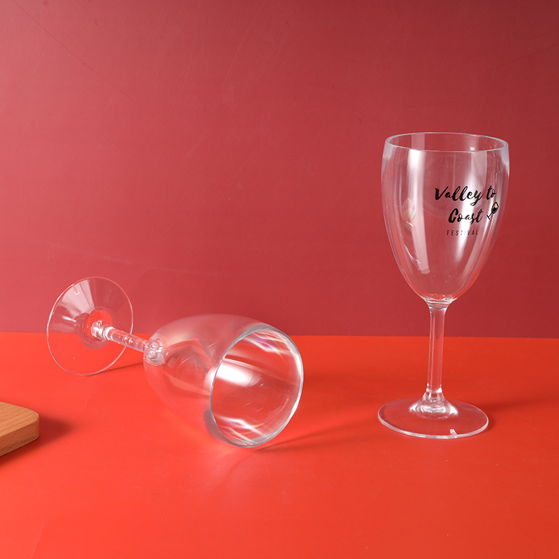 Taza de alta calidad de material PS transparente para hoteles caseros cócteles de vino de champán taza de vino de plástico