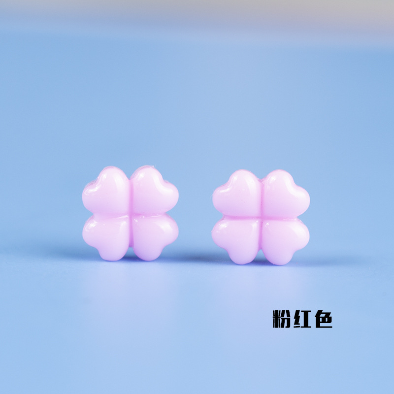 Accesorios de resina 8mm afortunado trébol de cuatro hojas DIY Stud pendientes material crema goma teléfono móvil Shell horquilla cuerda de pelo image 11