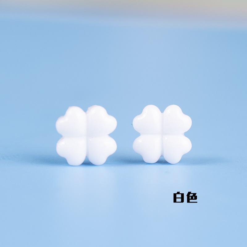 Accesorios de resina 8mm afortunado trébol de cuatro hojas DIY Stud pendientes material crema goma teléfono móvil Shell horquilla cuerda de pelo image 10