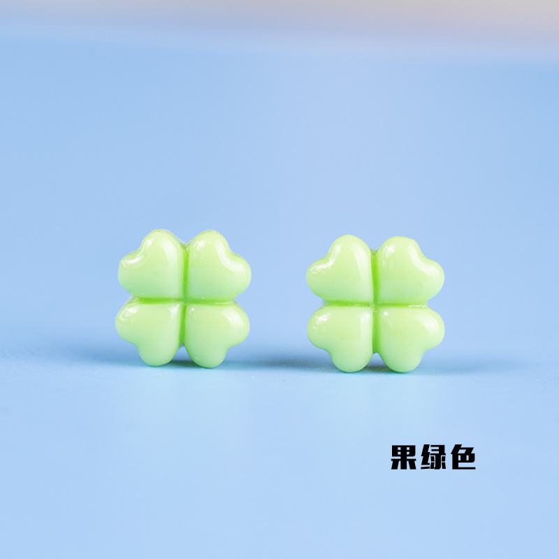 Accesorios de resina 8mm afortunado trébol de cuatro hojas DIY Stud pendientes material crema goma teléfono móvil Shell horquilla cuerda de pelo image 12