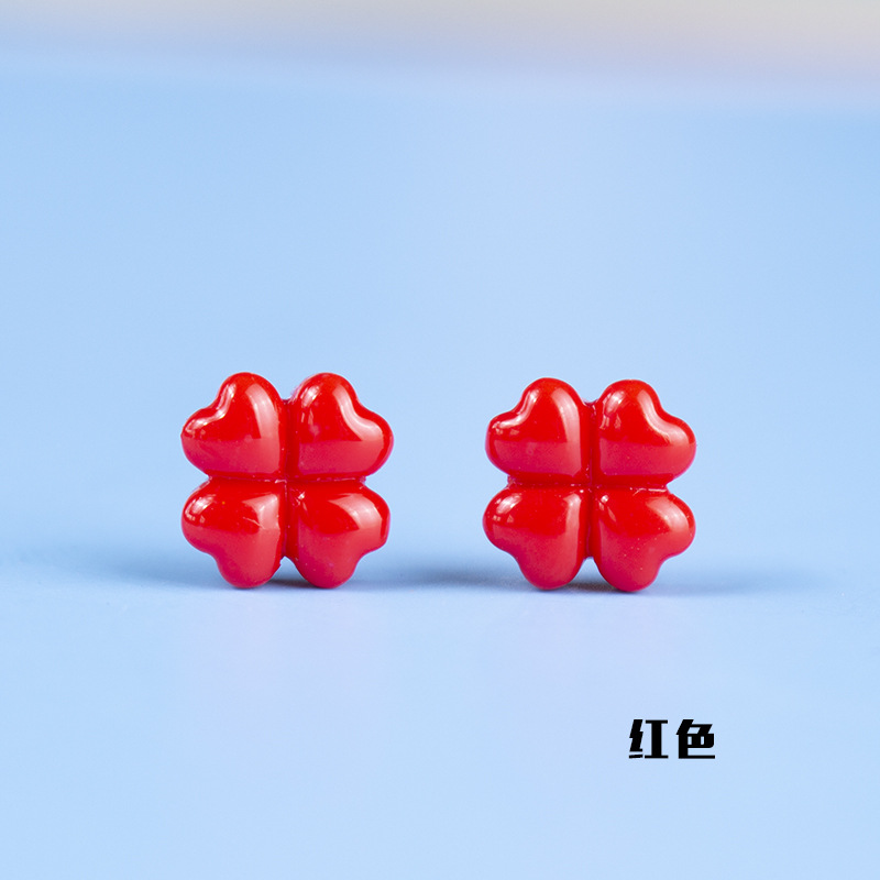 Accesorios de resina 8mm afortunado trébol de cuatro hojas DIY Stud pendientes material crema goma teléfono móvil Shell horquilla cuerda de pelo image 17