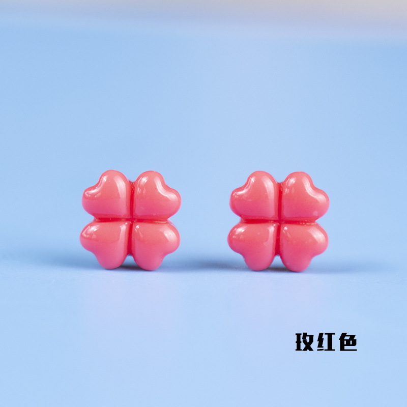 Accesorios de resina 8mm afortunado trébol de cuatro hojas DIY Stud pendientes material crema goma teléfono móvil Shell horquilla cuerda de pelo image 16